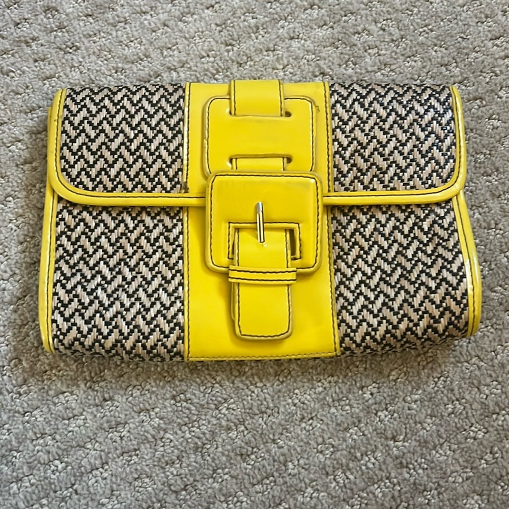 Barney's New York Neon Yellow and Pink Clutch